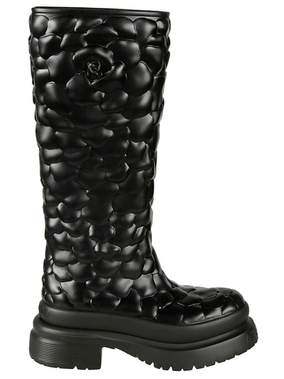 Shop Valentino Scaled Boots In Nero