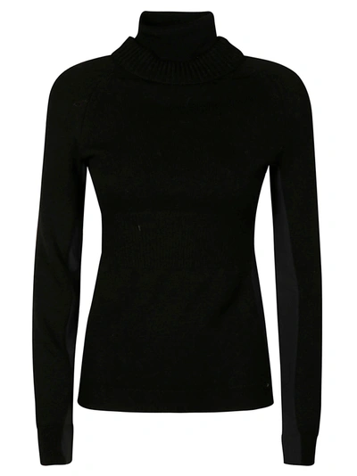 Moncler Shell-trimmed Wool-blend Turtleneck Sweater In Nero
