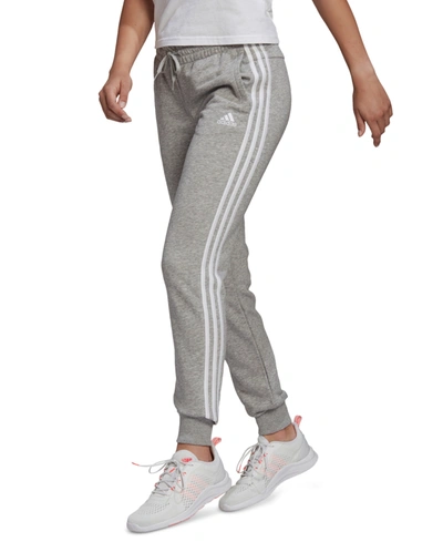 Shop Adidas Originals Women's Essentials 3 Stripes Track Pants In Gray