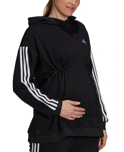 Shop Adidas Originals Women's Essentials Maternity 3-striped Hoodie In Black