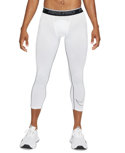 Shop Nike Men's Pro 3/4-length Training Tights In White