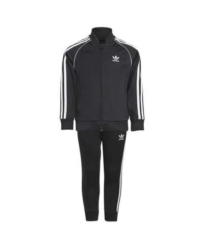 Shop Adidas Originals Big Boys Adicolor Superstar Track Suit Set, 2 Piece In Black And White