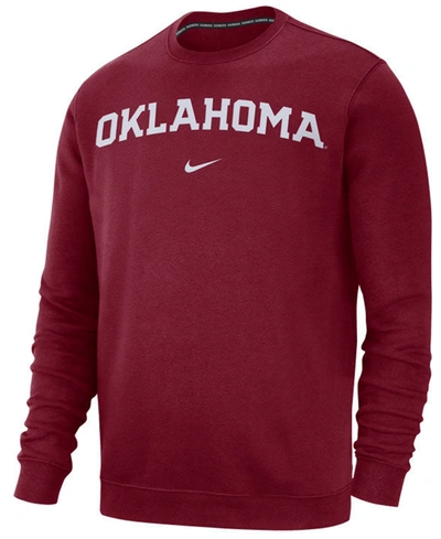 Shop Nike Oklahoma Sooners Men's Cotton Club Crew Neck Sweatshirt In Crimson
