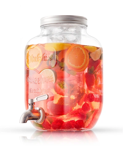 Shop Joyjolt Glass Drink Dispenser With Spigot, Ice Infuser And Fruit Infuser, 128 oz In Clear