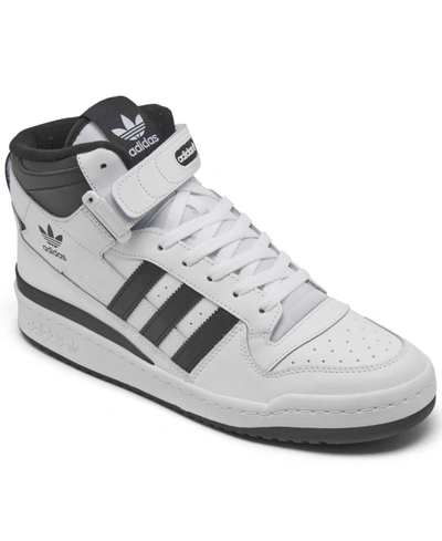 Shop Adidas Originals Men's Forum Mid Casual Sneakers From Finish Line In Footwear White/core Black