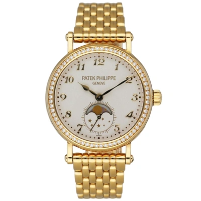 Pre-owned Patek Philippe White Diamonds 18k Yellow Gold Complication 7121/1j-001 Women's Wristwatch 32 Mm