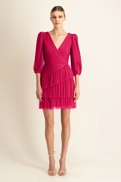 Shop ml Monique Lhuillier Short Sleeve Mesh Dress In Pink