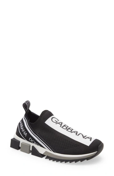 Shop Dolce & Gabbana Sorrento Logo Slip-on Sneaker In Nero/ Bianco