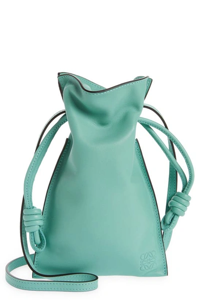 Shop Loewe Flamenco Pocket Leather Crossbody Bag In Fresh Mint