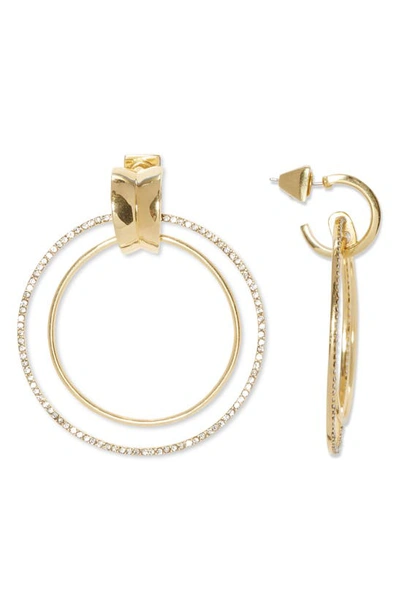 Shop Vince Camuto Pavé Doorknocker Earrings In Gold/crystal
