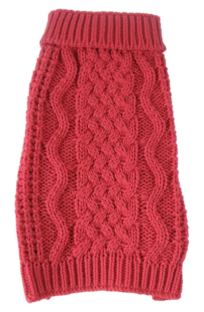 Shop Pet Life Swivel Swirl Heavy Cable Knit Sweater In Red Salmon