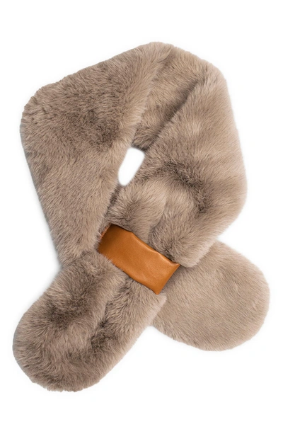 Marcus Adler Faux Fur Collar Scarf In Taupe