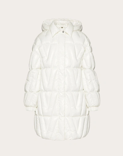 Shop Valentino Nylon Lakke' Down Jacket In White