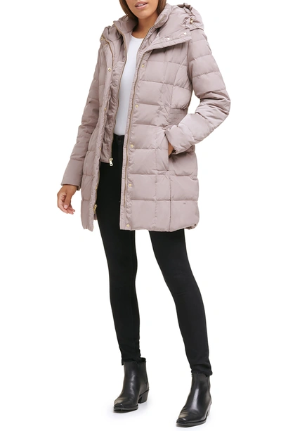 Shop Cole Haan Signature Cole Haan Hooded Down & Feather Jacket In Cashew