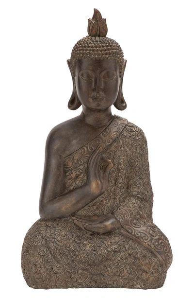 Shop Willow Row Brown Polystone Bohemian Buddha Sculpture With Engraved Carvings & Relief Detail