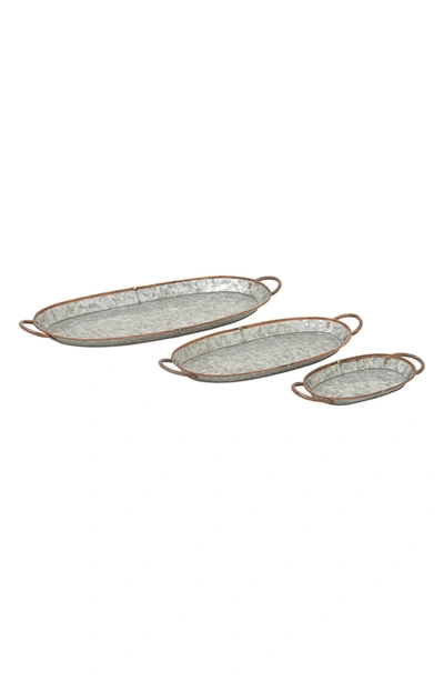Shop Willow Row Gray Metal Galvanized Tray In Grey