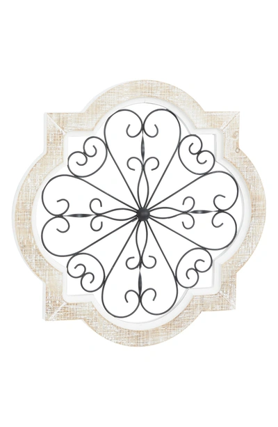 Shop Willow Row White Wood Scroll Wall Decor With Metal Scroll Work