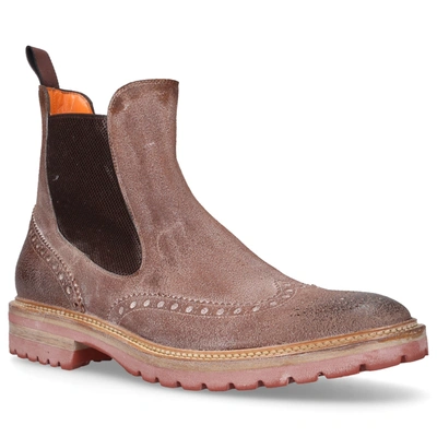 Shop Santoni Chelsea Boots 10995 In Braun