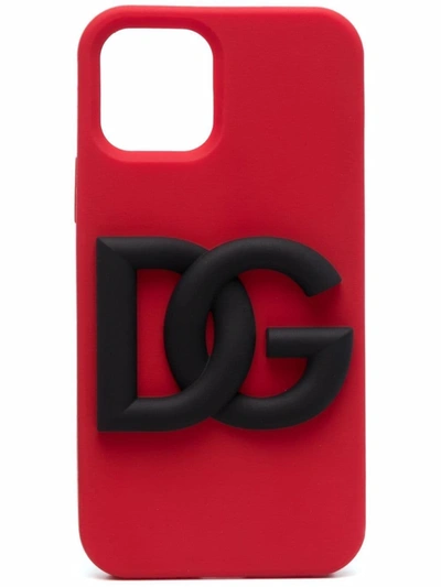 Shop Dolce & Gabbana Cover For Iphone 12 Pro With Embossed Logo In Red