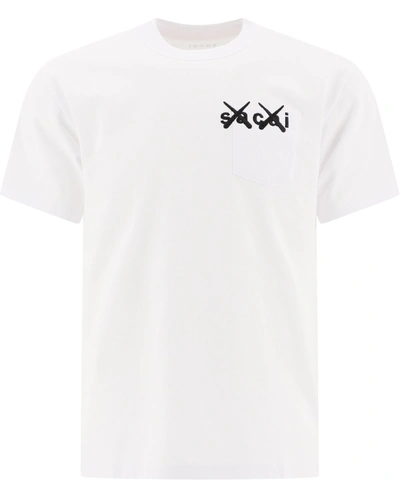 Sacai White Kaws Edition Embroidery T-shirt | ModeSens