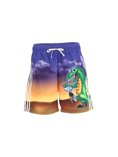 Shop Adidas X Kerwin Frost Shorts In Aop Crocodile
