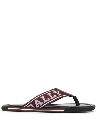 Shop Bally Slides And Thong In Red/white