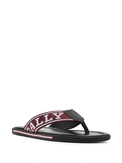 Shop Bally Slides And Thong In Red/white