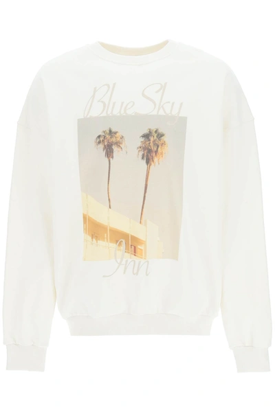 Shop Blue Sky Inn Sweatshirt With Palm Logo Graphics In Beige