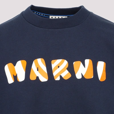 Shop Marni Logo Sweatshirt In Blue
