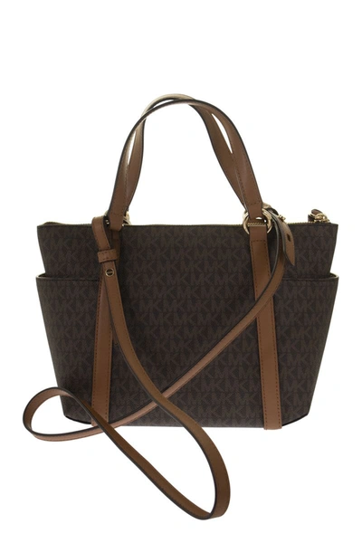 Shop Michael Kors Sullivan - Small Tote Bag With Zip And Logo In Brown