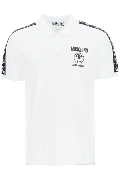 Shop Moschino Double Question Mark Piquet Polo Shirt In Mixed Colours