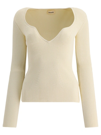 Shop Khaite Ribbed Flared Sweater In Beige