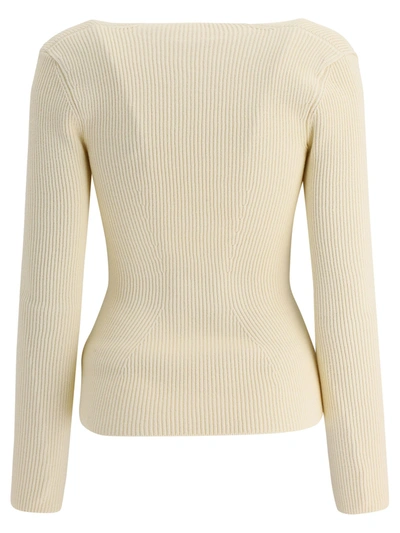 Shop Khaite Ribbed Flared Sweater In Beige