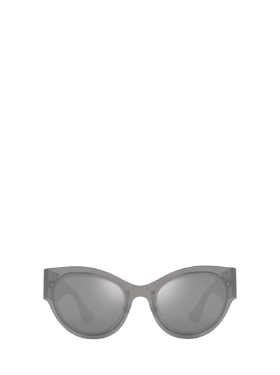 Shop Versace Eyewear Sunglasses In Transparent Grey Mirror Silver