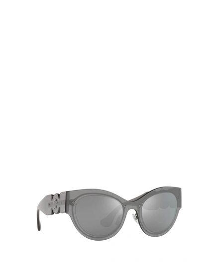Shop Versace Eyewear Sunglasses In Transparent Grey Mirror Silver