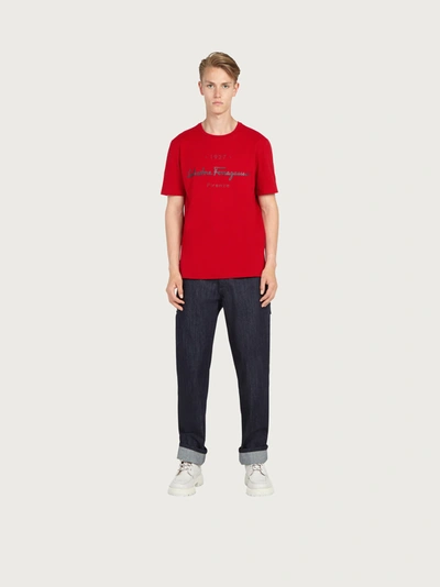 Shop Ferragamo 1927 Signature T-shirt In Red