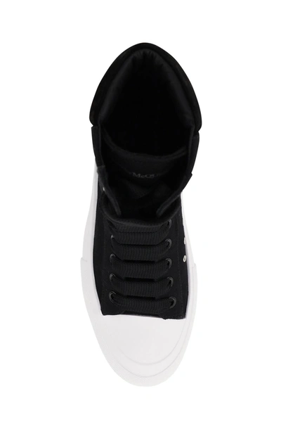 Shop Alexander Mcqueen Canvas High Sneakers In Black