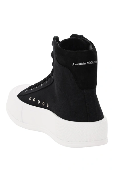 Shop Alexander Mcqueen Canvas High Sneakers In Black