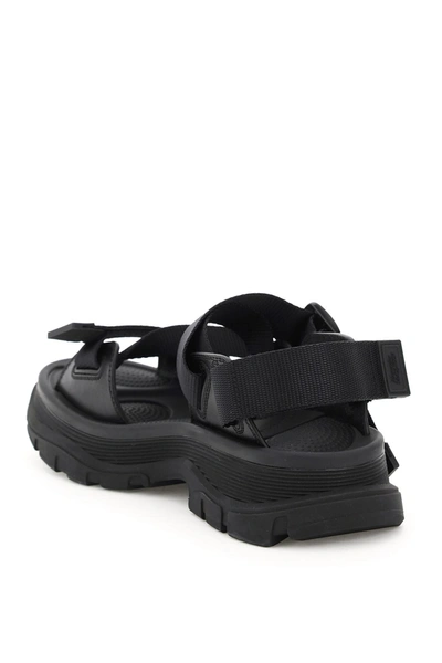 Shop Alexander Mcqueen Tread Sandals With Web Strap Fastening In Black