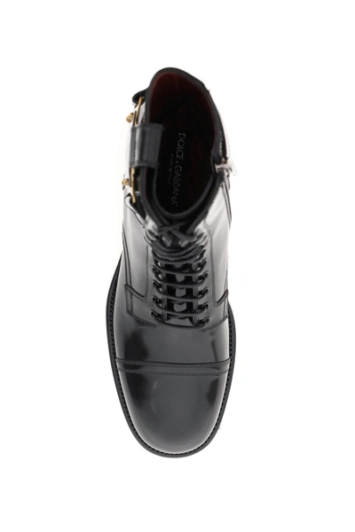 Shop Dolce & Gabbana Brushed Calfskin Ankle Boot In Black