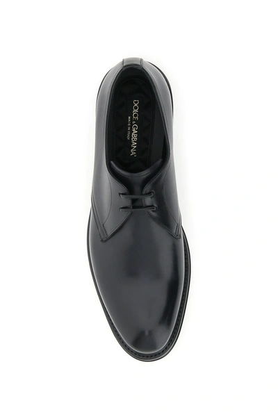 Shop Dolce & Gabbana Giotto Leather Lace-up Shoes In Black