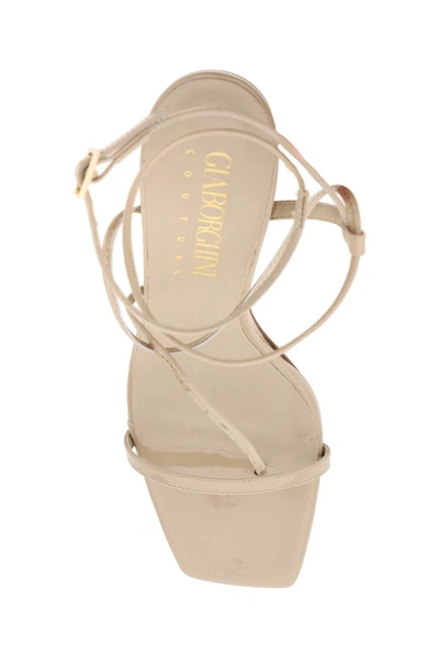 Shop Gia Borghini Patent Leather Venere Sandals In Beige