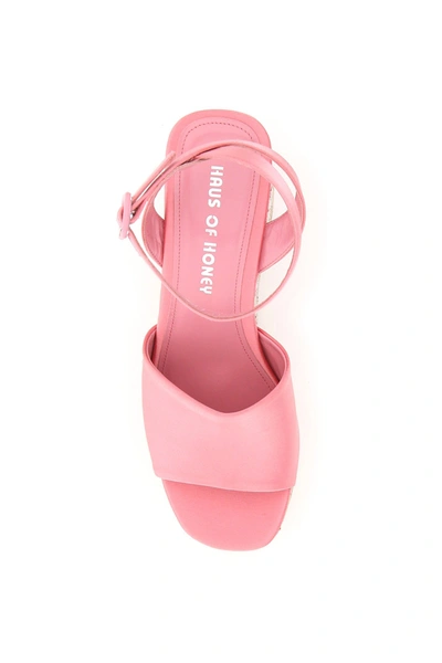 Shop Haus Of Honey Lust Bead Wedge Sandals In Pink