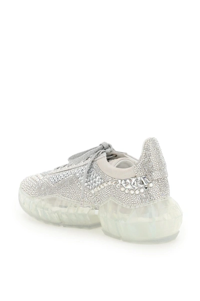 Shop Jimmy Choo Diamond F Sneakers With Crystals In Silver
