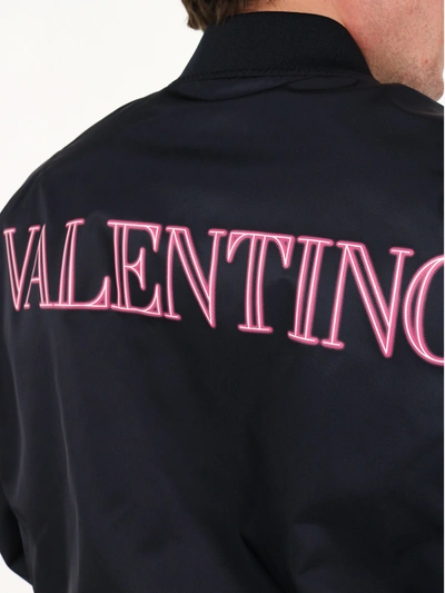 Shop Valentino Neon Universe Print Bomber Jacket In Blue