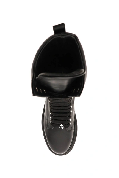 Shop Attico The  Selene Leather Flatform Boots In Black