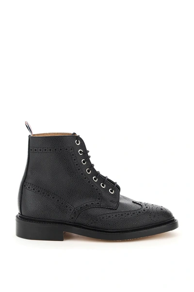 Shop Thom Browne Classic Wingtip Lace-up Boots In Black