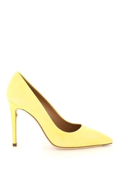 Shop Ferragamo Suede Leather Pumps In Yellow (yellow)