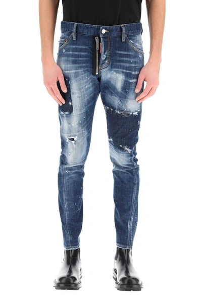 Dsquared2 Dark Reveal Wash Sexy Twist Jeans In Navy Blue (blue