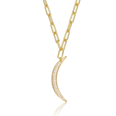 Shop Rachel Glauber 14k Gold Plated Cubic Zirconia Charm Necklace In Gold-tone